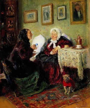 ロシア Painting - テテ・ア・テテ 1909 ウラジミール・マコフスキー ロシア